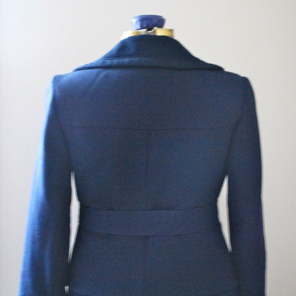 Classic Navy Trench Coat with scalloped waistline - Picture 8 of 15